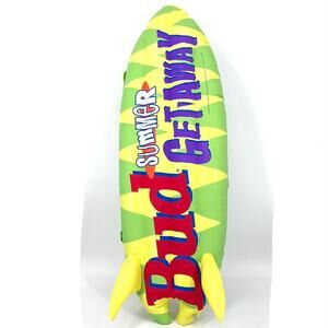 Vintage Budweiser Promotional Inflatable decor Summer Getaway Surfboard 47" NOS